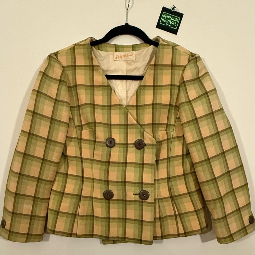 Vintage 50s/60s Saks Fifth Ave Plaid Skirt Suit George Carmel